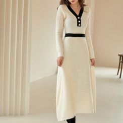 Womens Long Sleeve Elegant Knit Dress Long