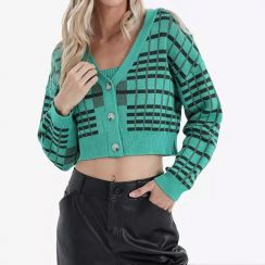 2 Pcs New Stripe Cardigan Knitted Womens Sweater