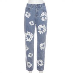 2 Pcs Womens Printed Casual Jeans